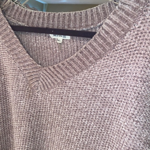 Light purple chunky knit sweater. Worn once. Slight distressing. - Picture 2 of 3
